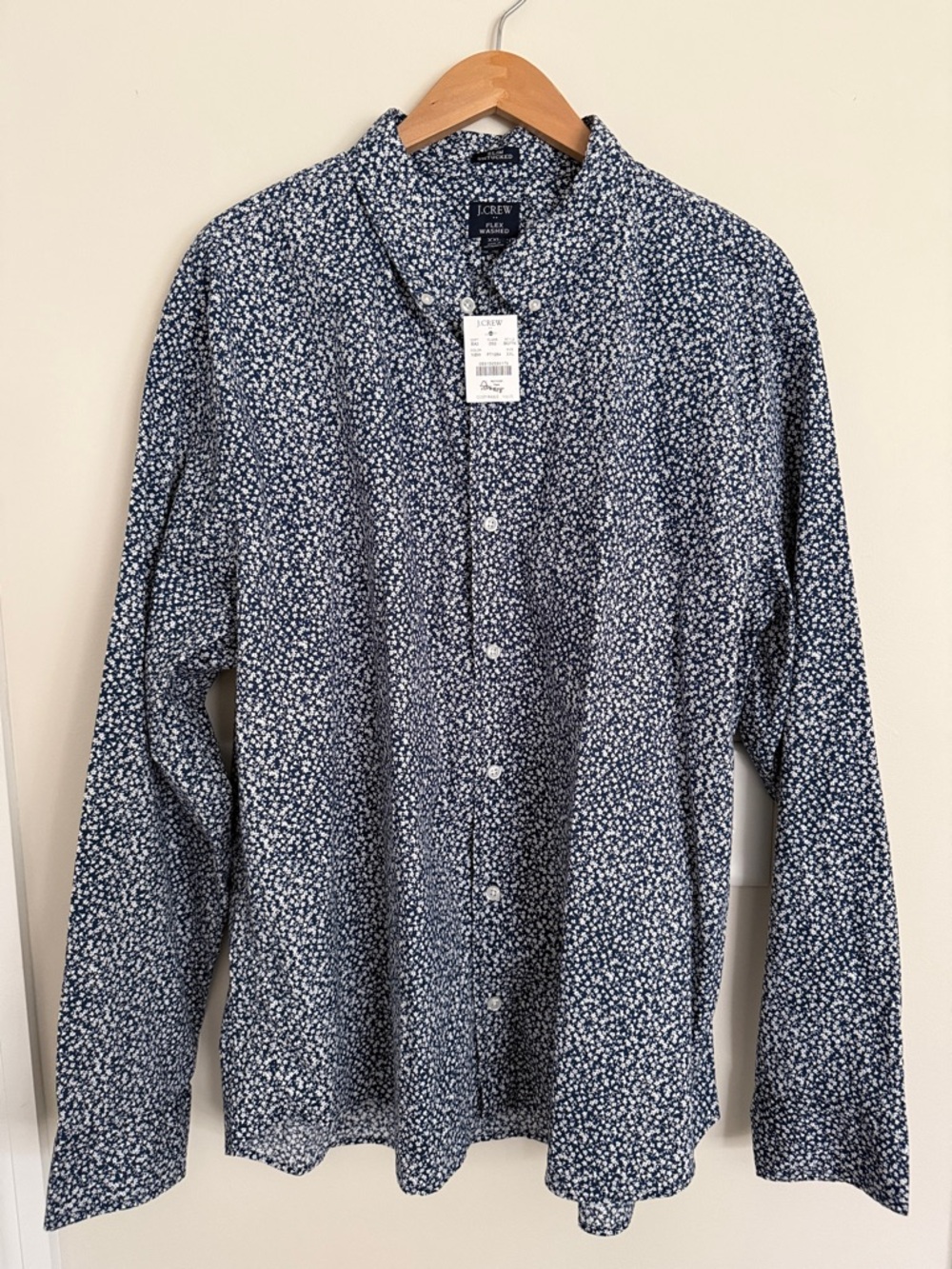 J. Crew Navy and White Micro Floral Button-Down Shirt